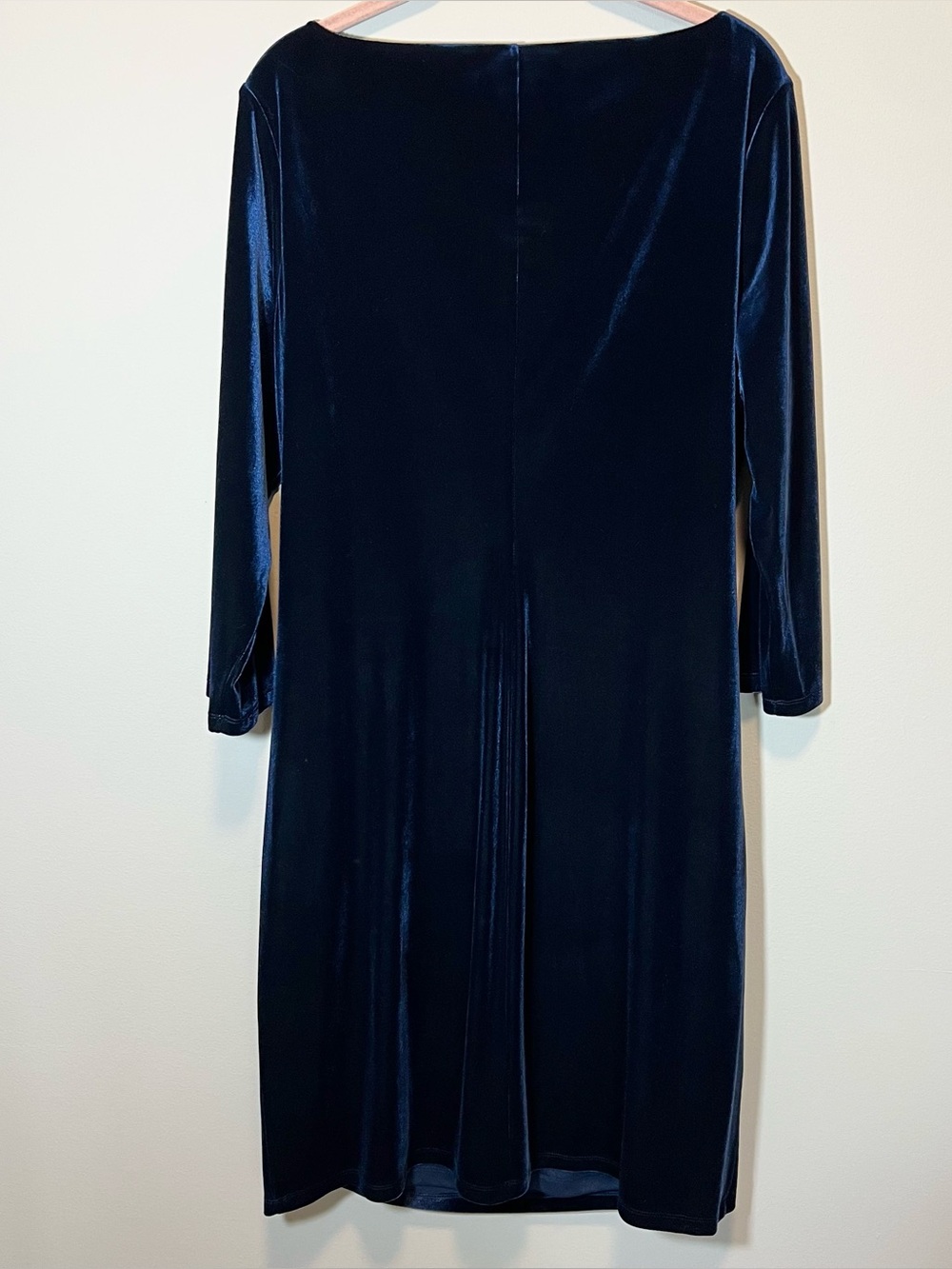 Lauren Ralph Lauren Blue Velvet Boat Neck Dress 14W Formal - Picture 8 of 11